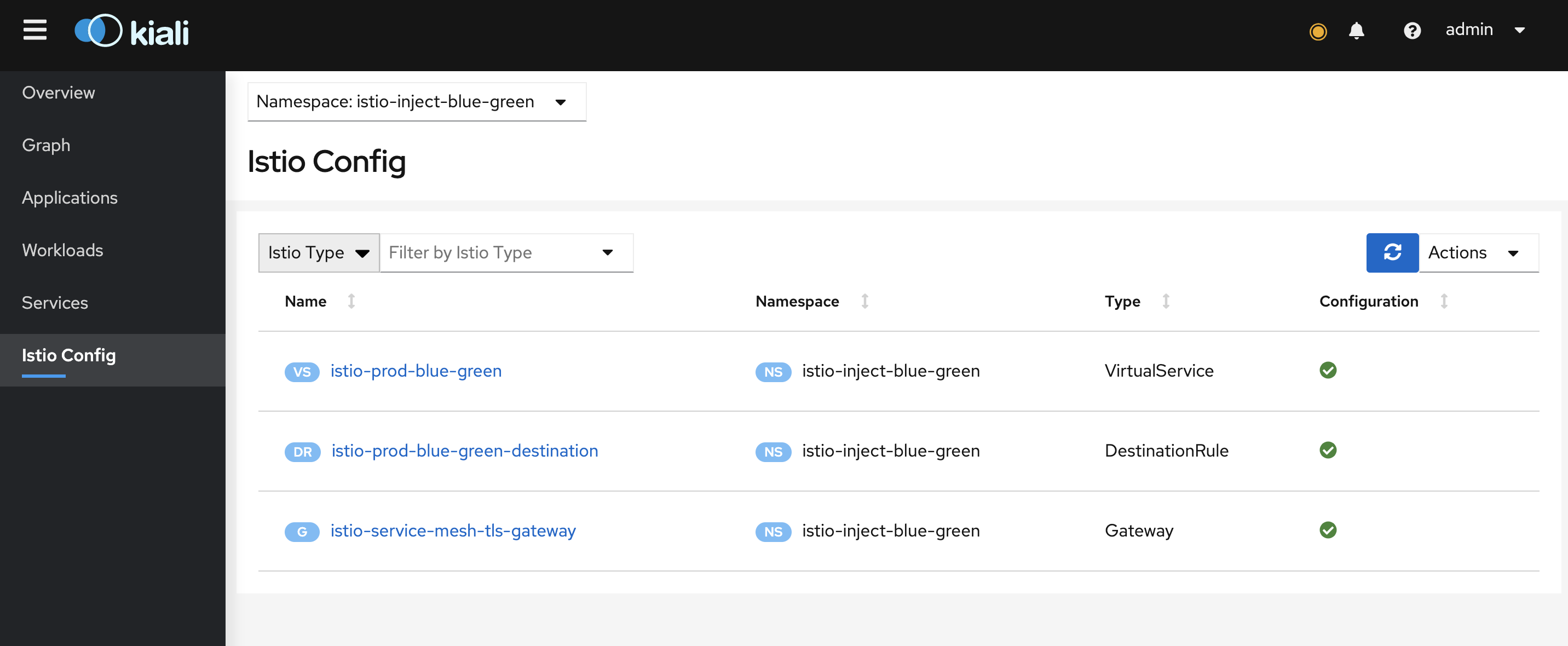 istio config verify with kiali