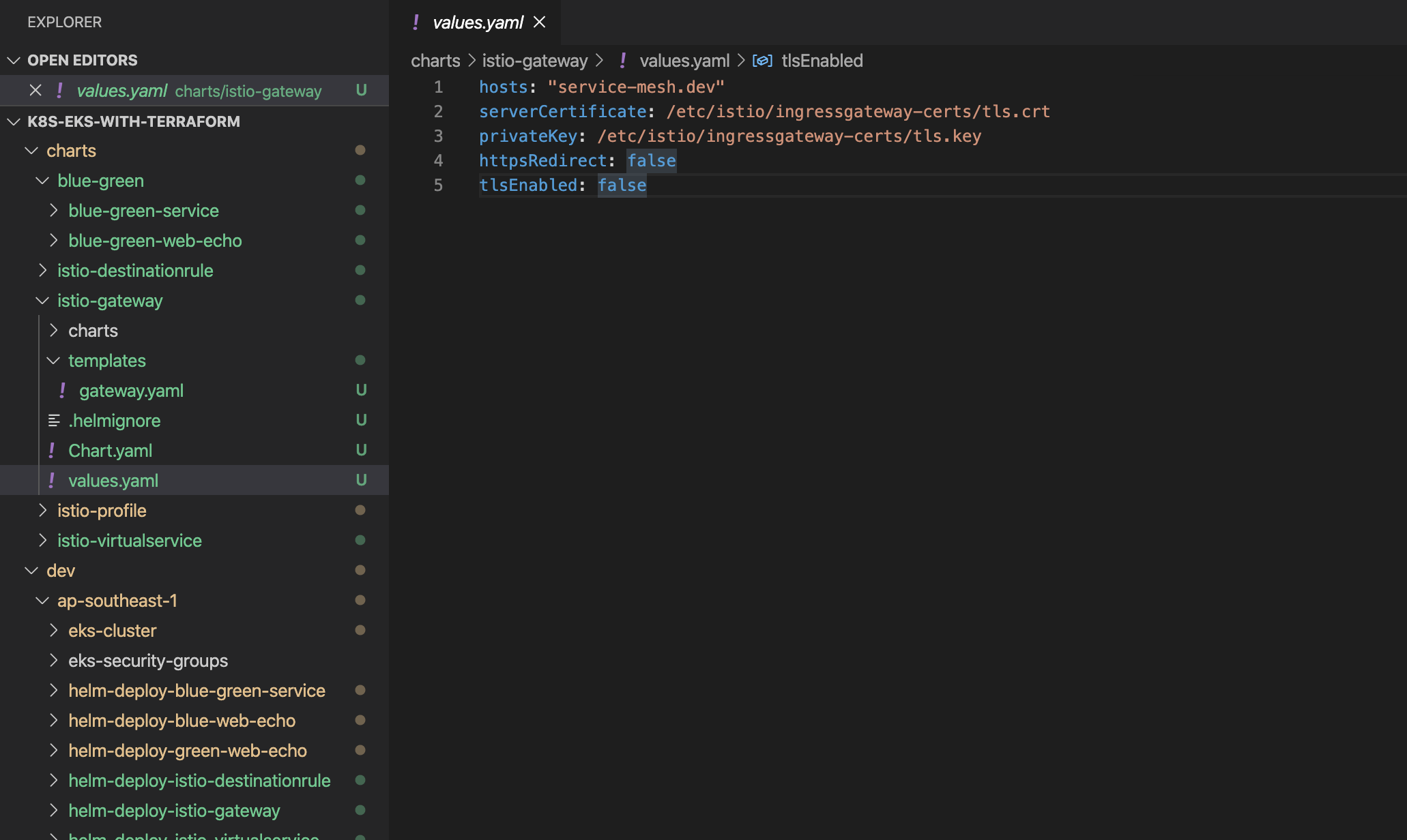 istio gateway values yaml